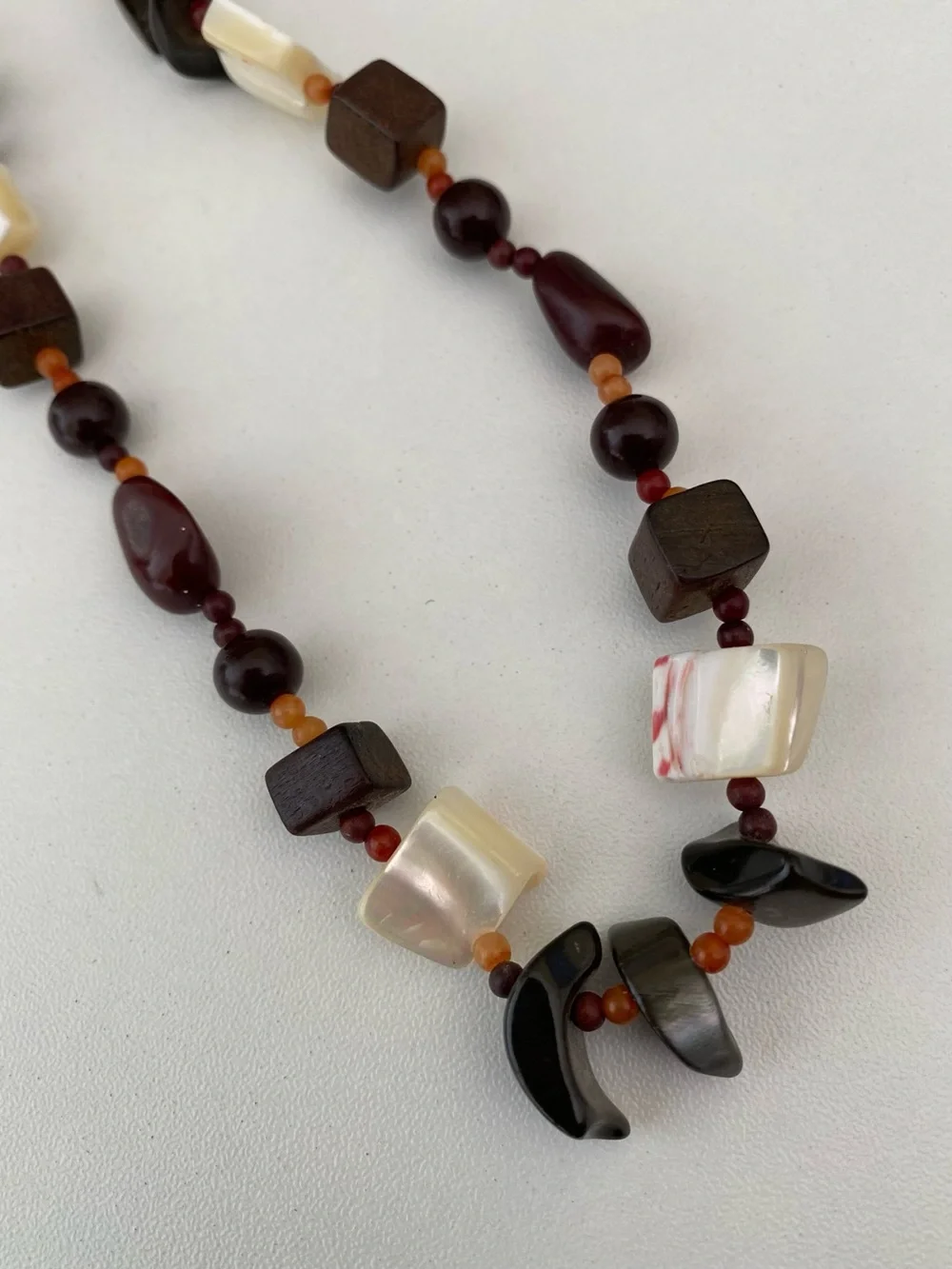 Handcrafted Brown and Cream Beaded Necklace
